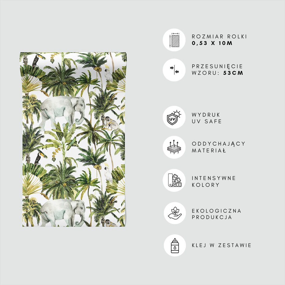 Tapeta - słoń, małpa, dżungla