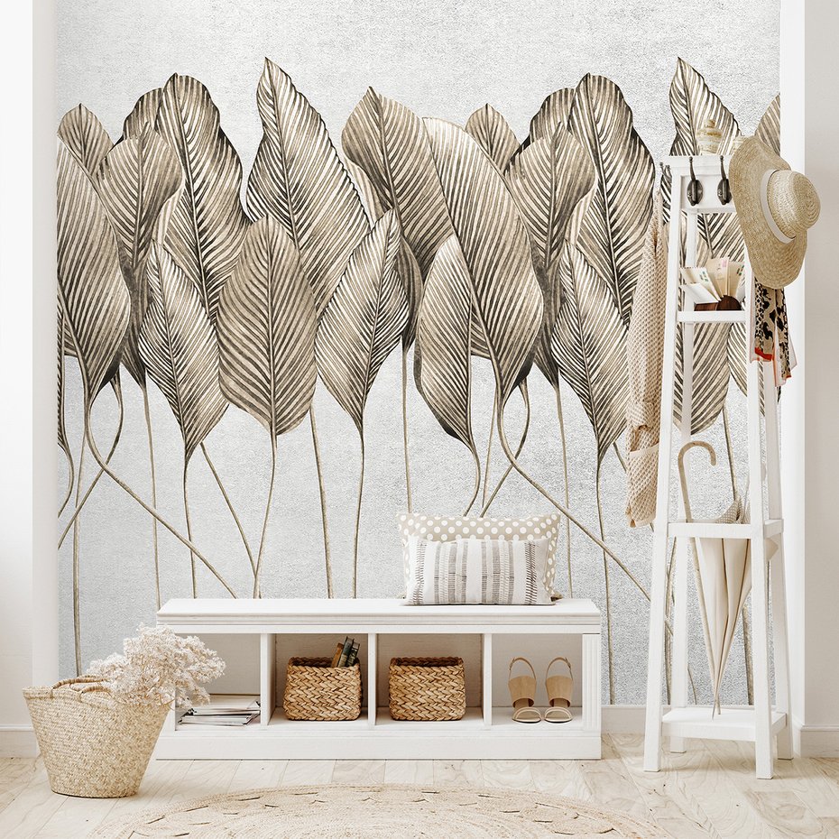 Fototapeta - beton, duże, liście