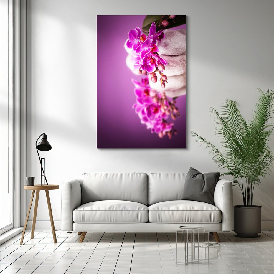 Obraz na płótnie - orchidea, kamienie, fioletowy