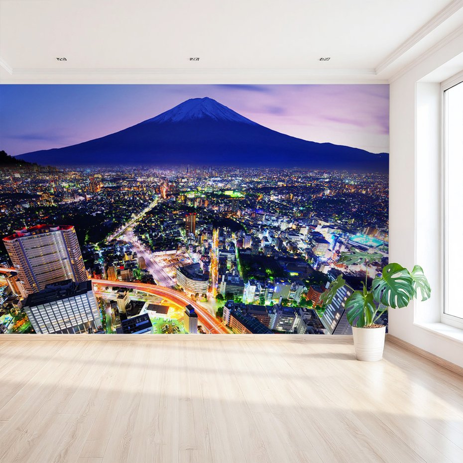 Fototapeta - miasto, noc, góra