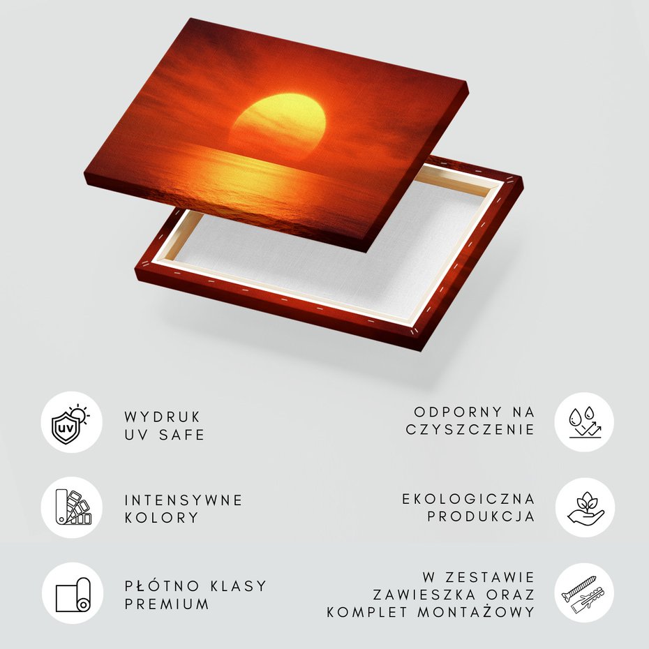 Obraz na płótnie - zachód słońca, morze, niebo