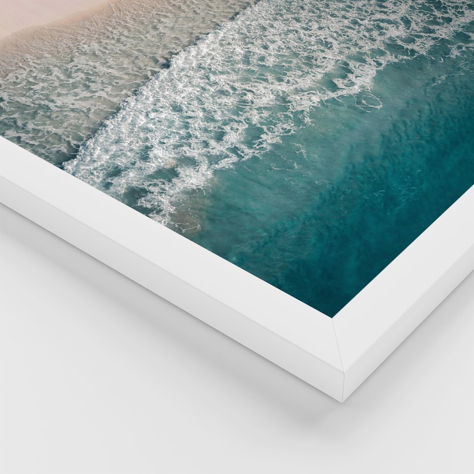 Zestaw obrazy w ramie, plakaty - plaża, morze, woda - rama biała