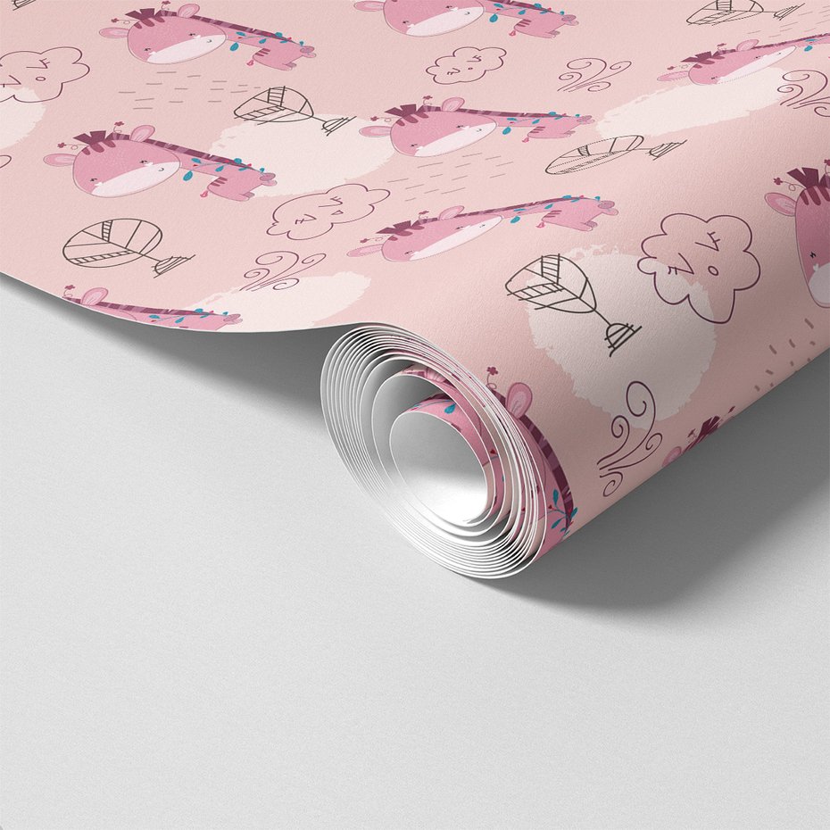 Tapeta - dziecięca, żyrafa, chmura, wiatr