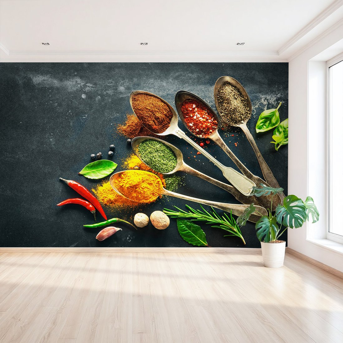 Fototapeta - przyprawy, jedzenie, łyżki