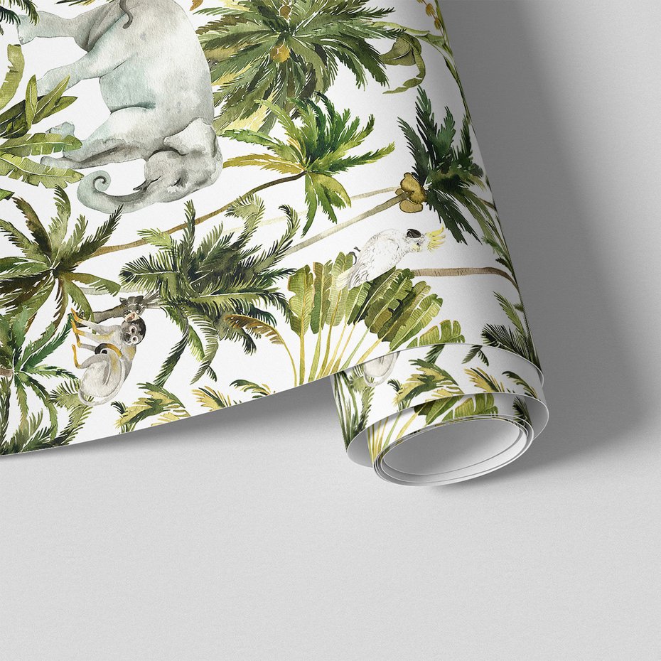 Tapeta - słoń, małpa, dżungla