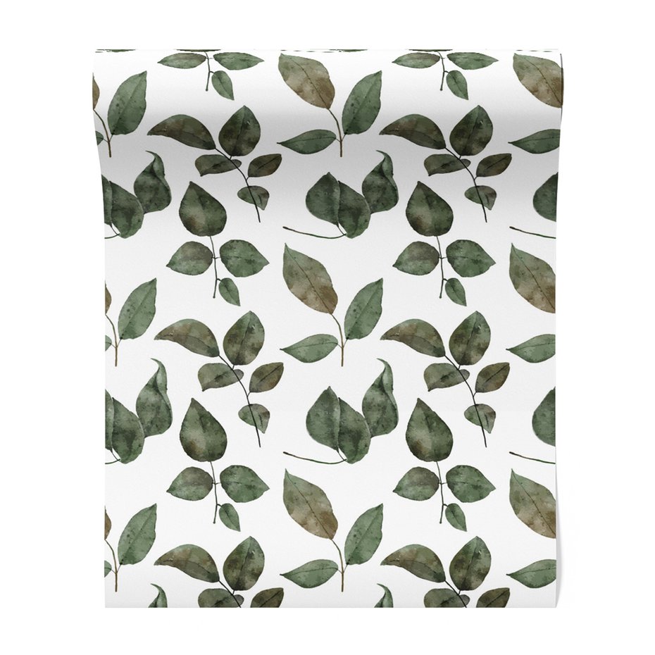 Tapeta - liście, gałązki, akwarela