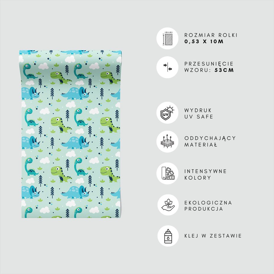 Tapeta - dziecięca, dinozaury, wzór,