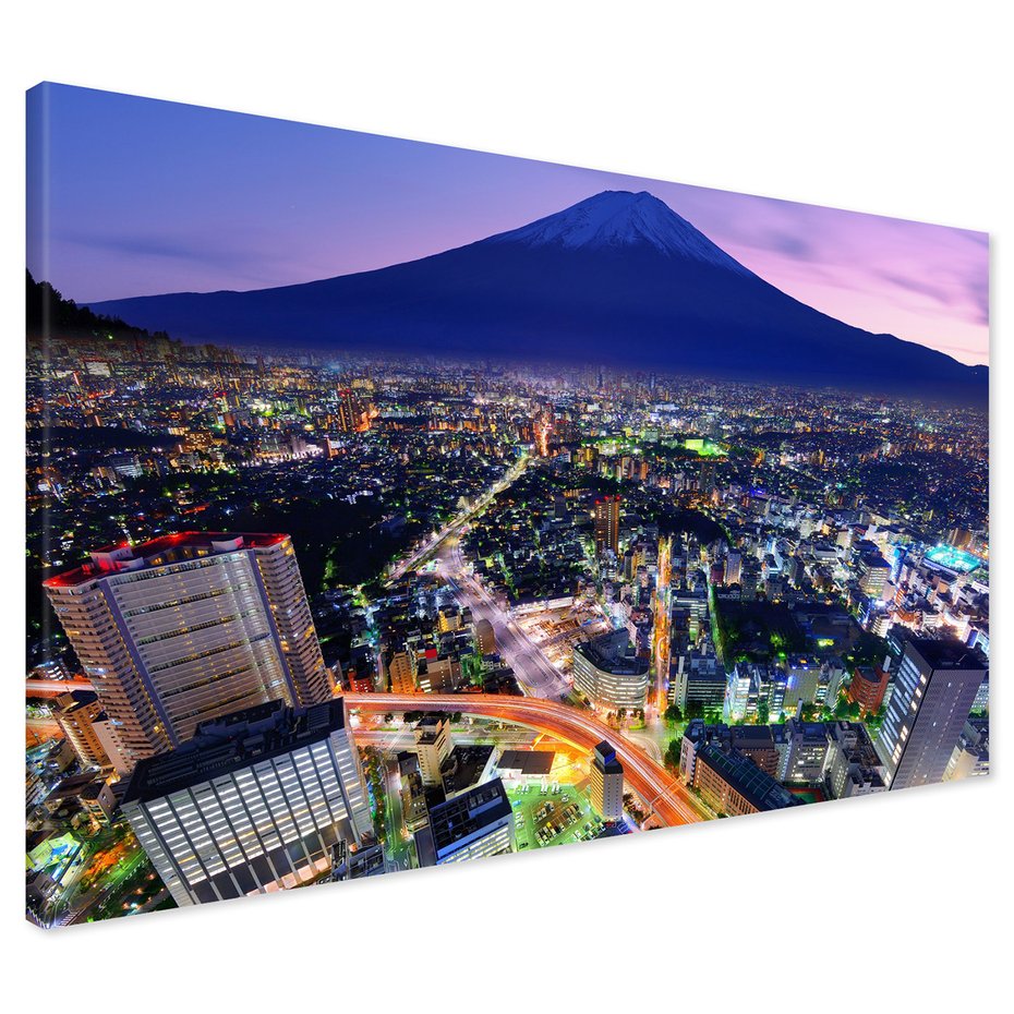 Obraz na płótnie - miasto, noc, góra