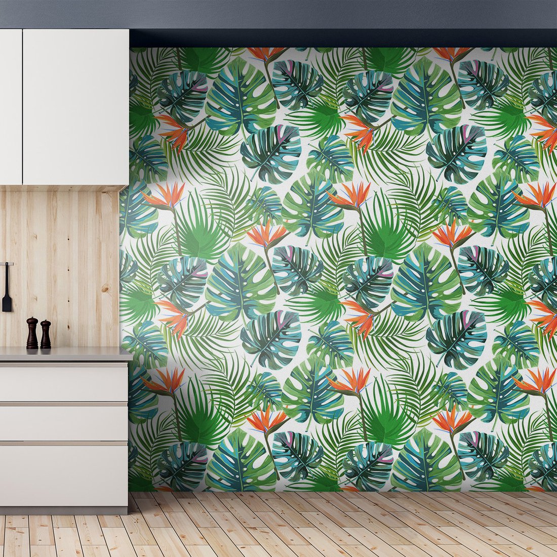 Tapeta - liście, kwiaty, tropiki