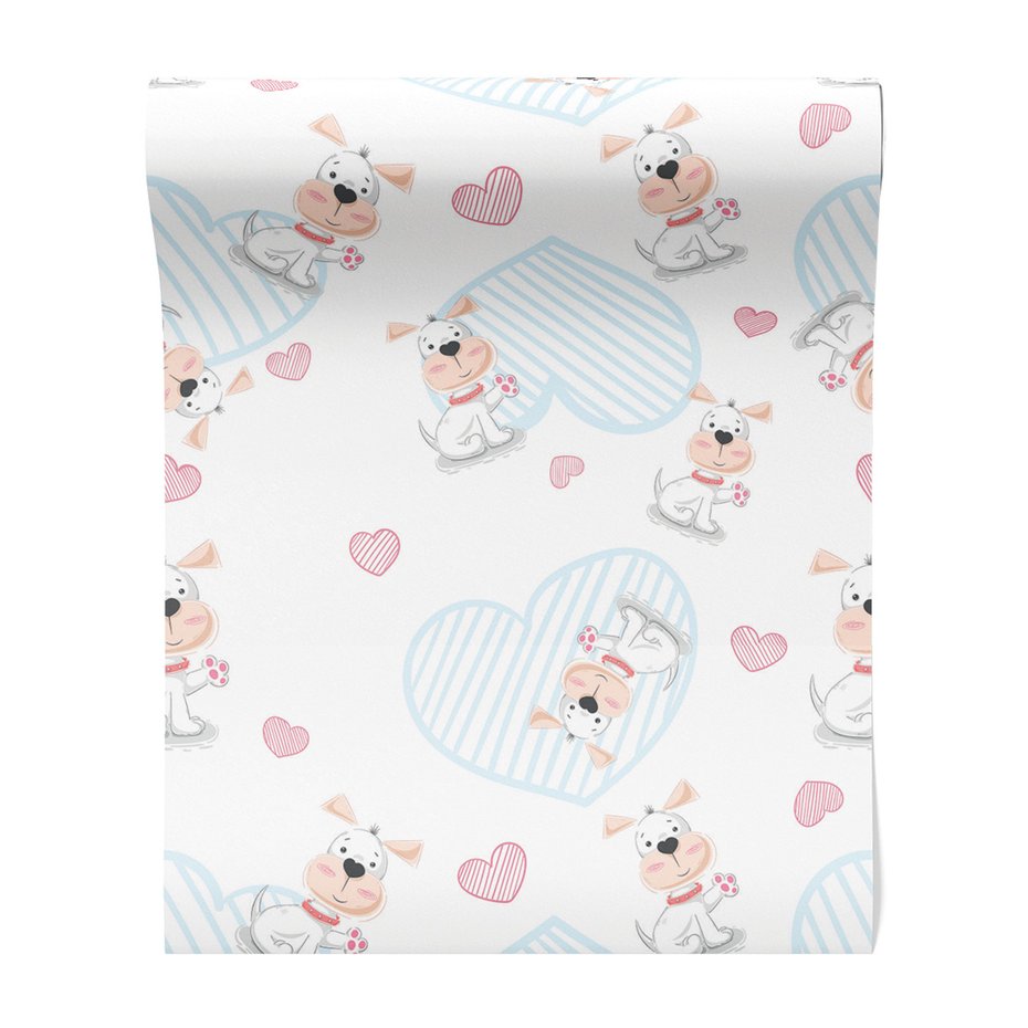 Tapeta - dziecięca, pies, serce, tło