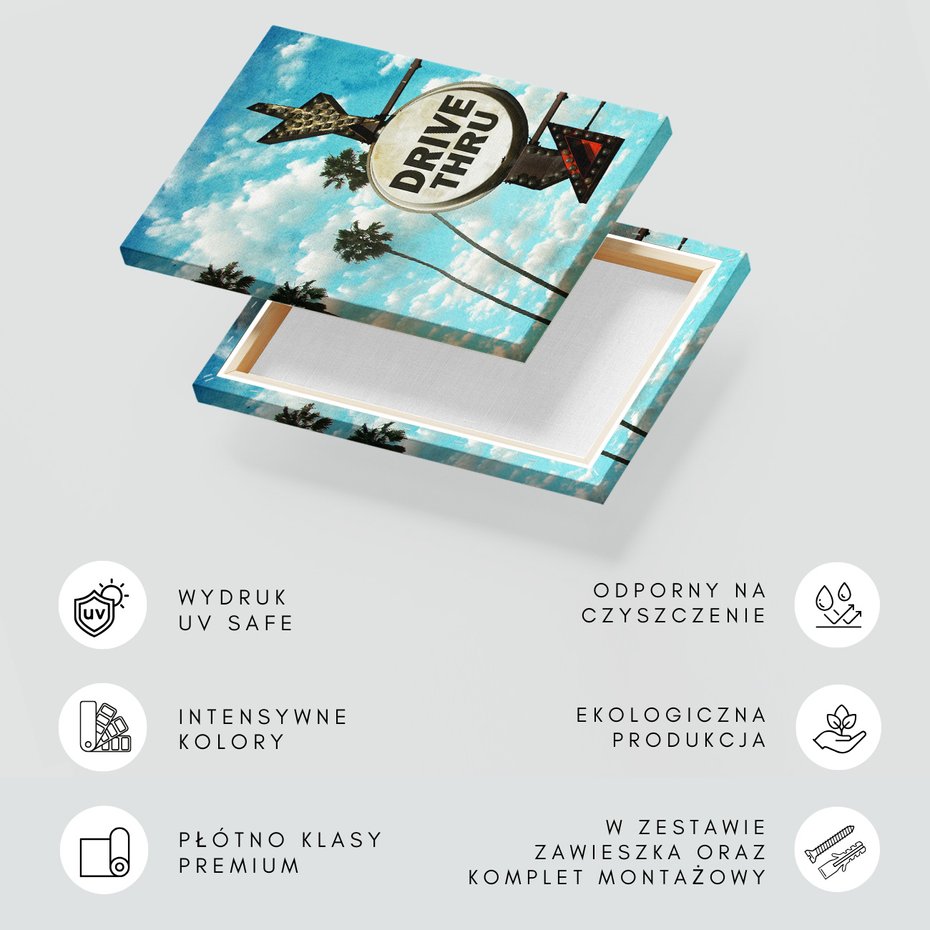 Obraz na płótnie - drive thru, palma, znak