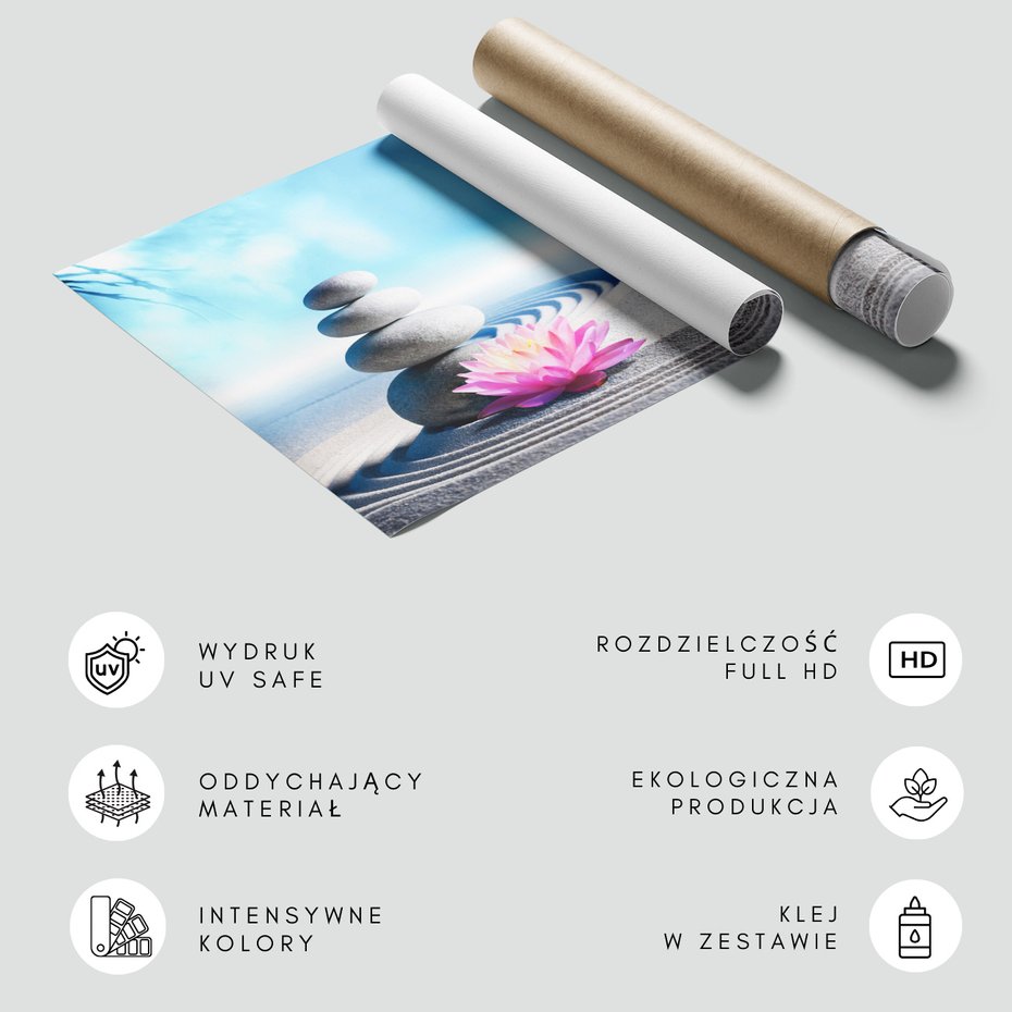 Fototapeta - kamienie, kwiat, zen