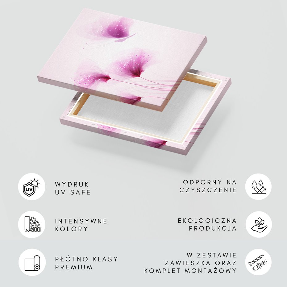 Obraz na płótnie - kwiaty, motyl, abstrakcja