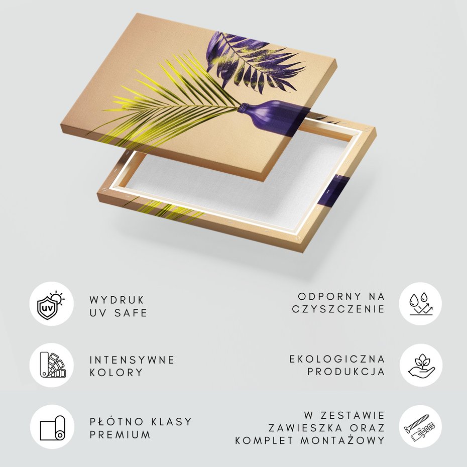 Obraz na płótnie - liście, wazon, abstrakcja