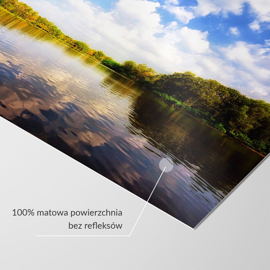 Fototapeta - jezioro, las, niebo