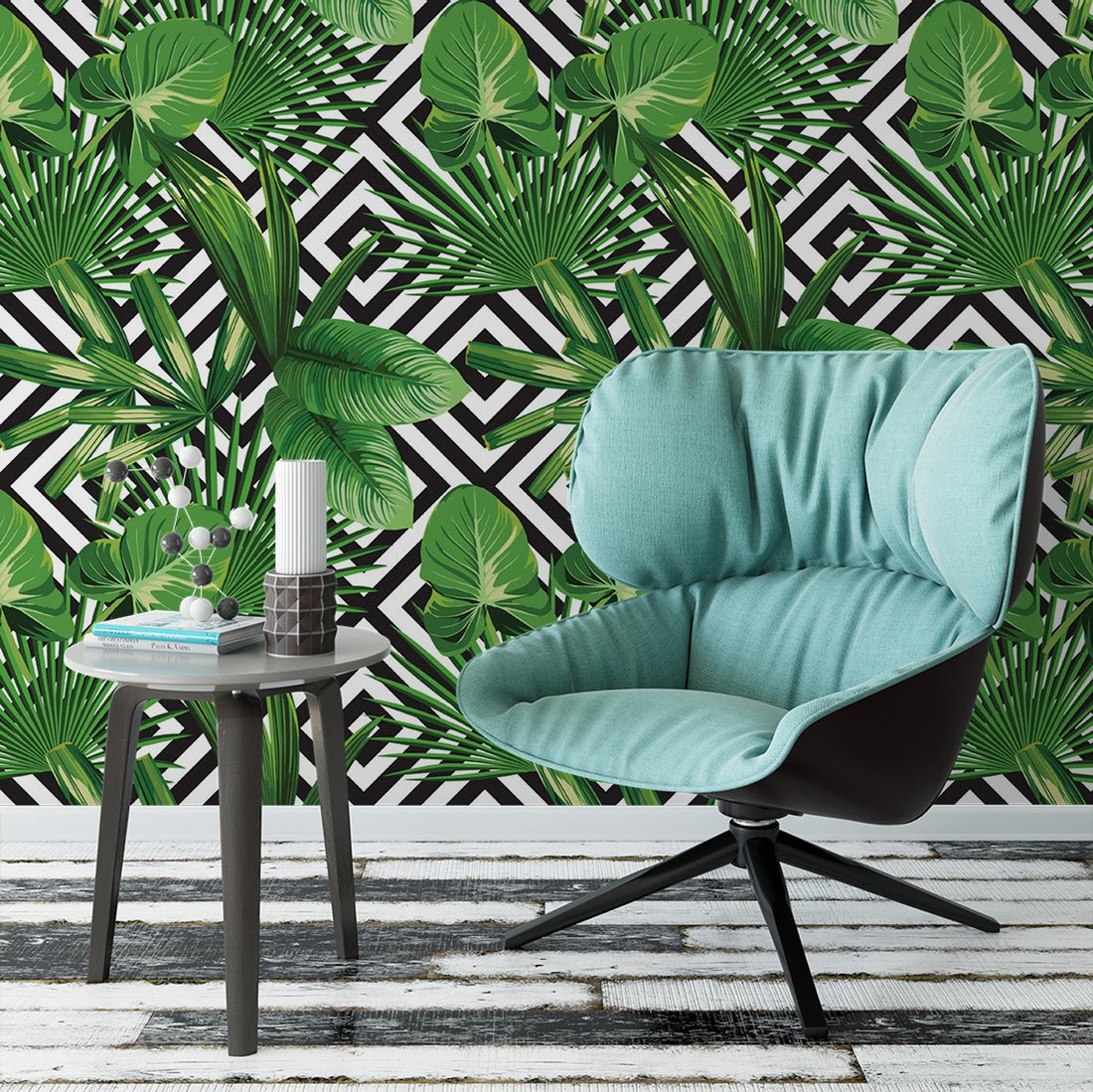 Tapeta - liście, geometria, tło