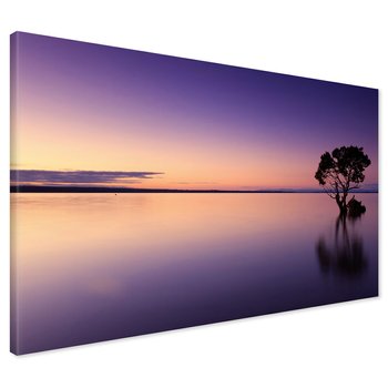 Obraz na płótnie - zachód słońca, drzewo, woda