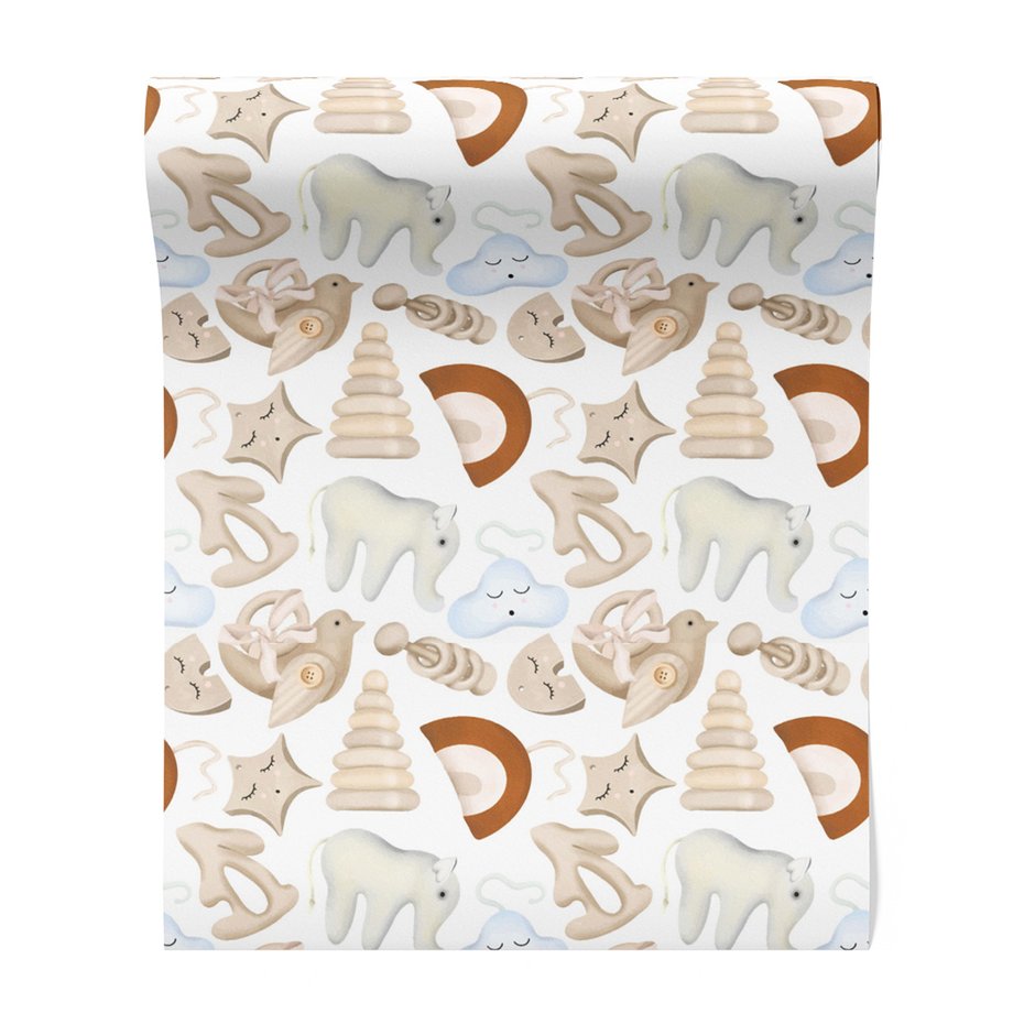 Tapeta - dziecięca, zabawki, zwierzęta,