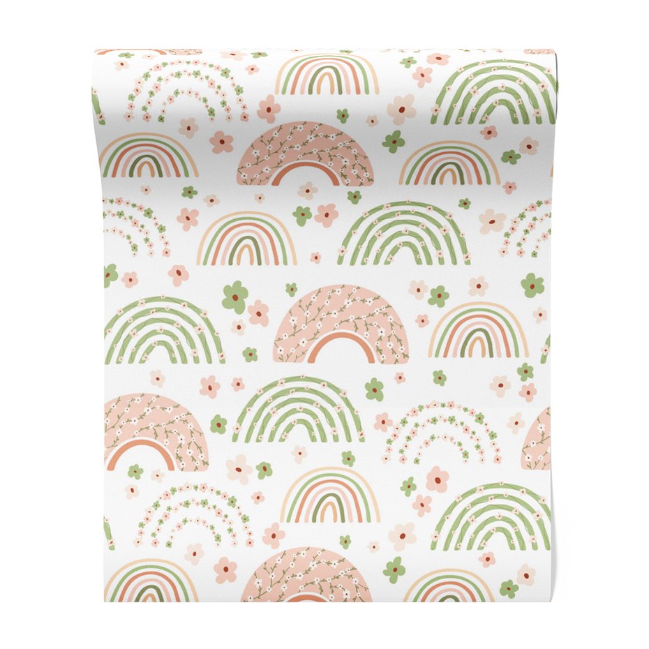 Tapeta - kwiaty, łuki, pastelowe