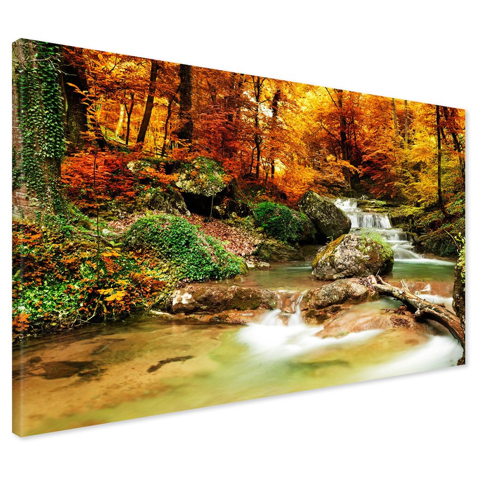 Obraz na płótnie - jesień, las, woda