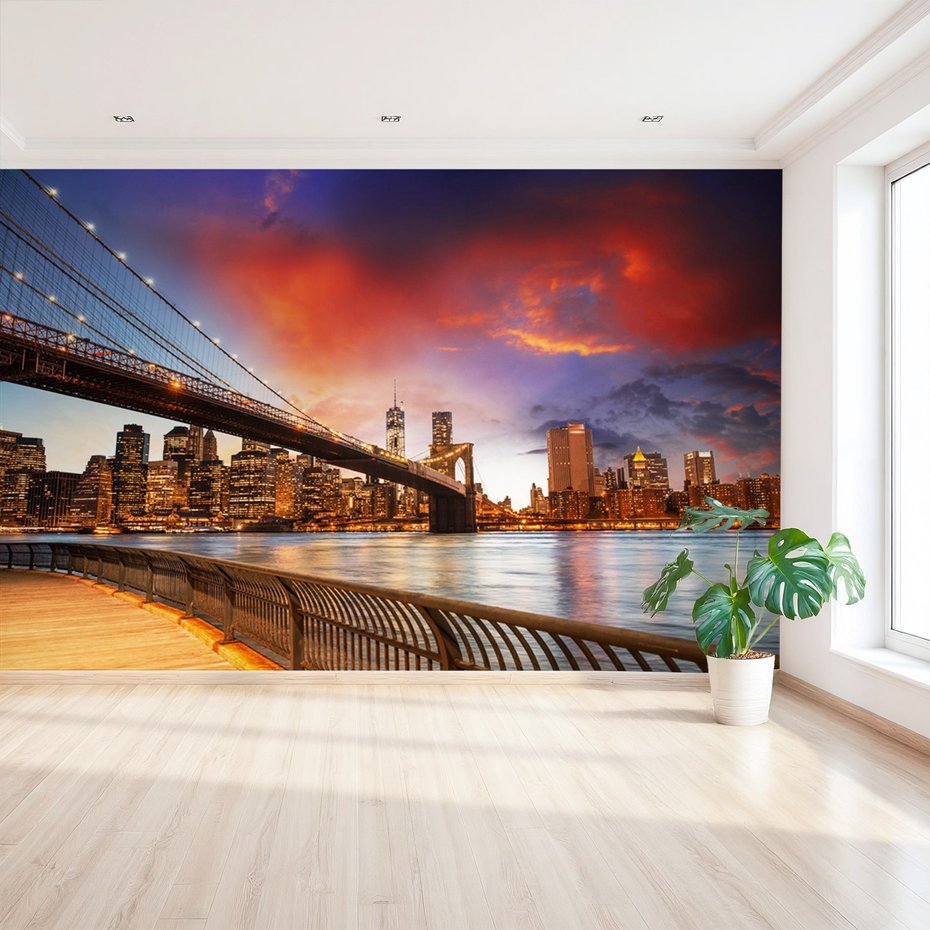 Fototapeta - miasto, most, noc