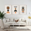 Zestaw obrazy w ramie, plakaty - abstrakcja, geometria, minimalizm - rama drewno