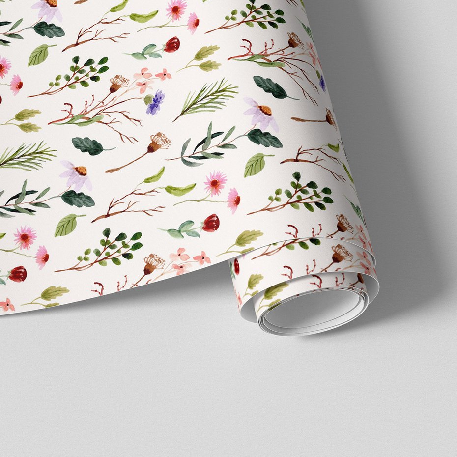 Tapeta - kwiaty, liście, gałęzie