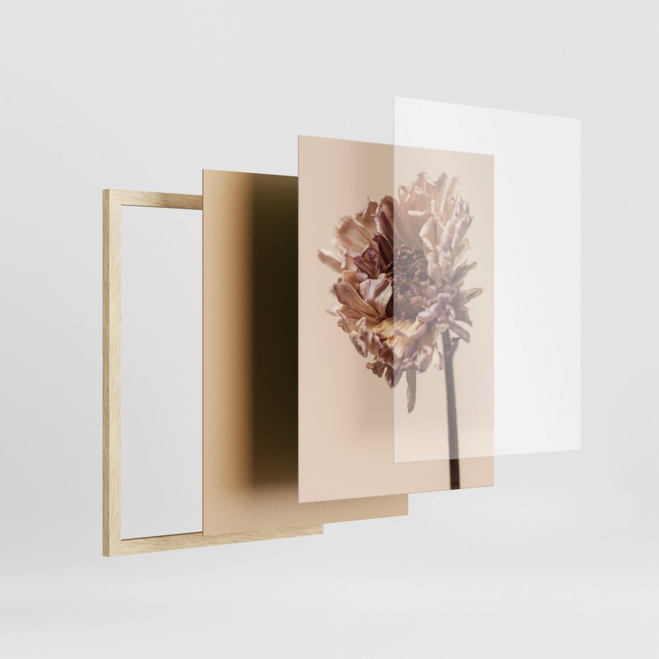 Zestaw obrazy w ramie, plakaty - kwiaty, suche, więdnięcie - rama drewno