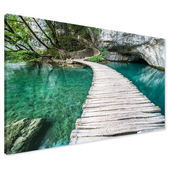 Obraz na płótnie - jezioro, las, mostek