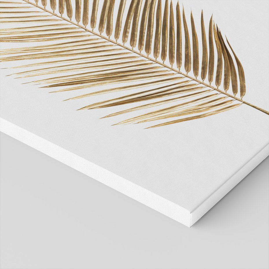 Obraz na płótnie - liść palmy, złoty, abstrakcja