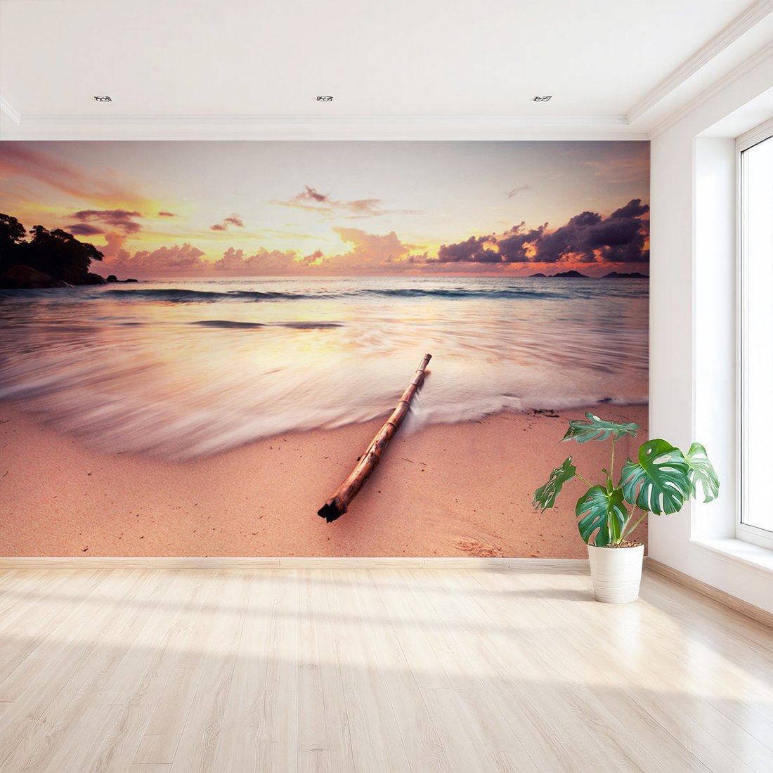 Fototapeta - plaża, zachód słońca, morze