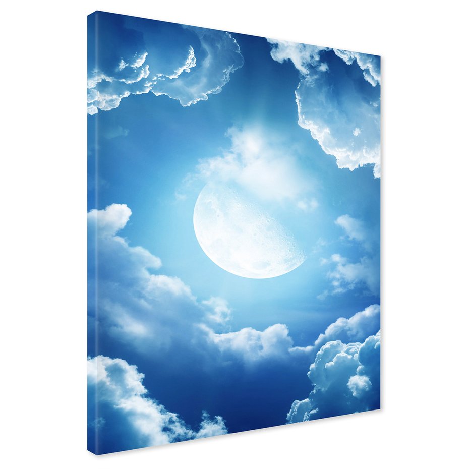 Obraz na płótnie - księżyc, chmury, niebo