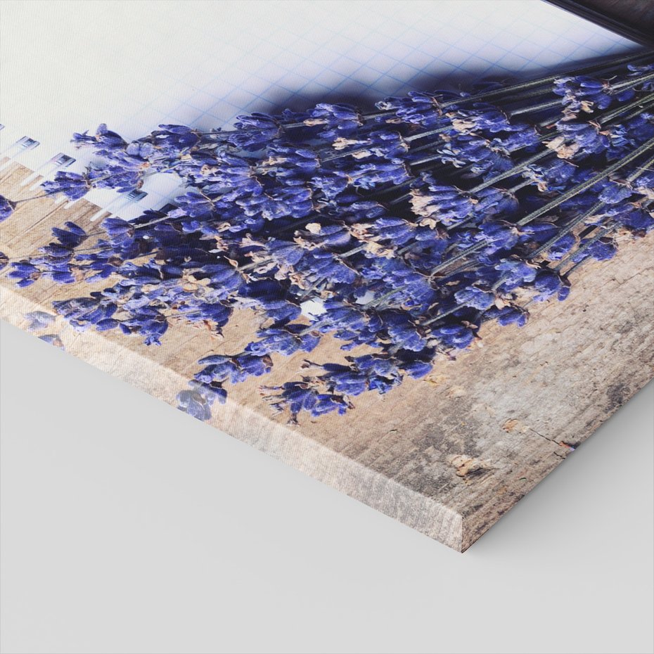 Obraz na płótnie - lawenda, notatnik, drewno