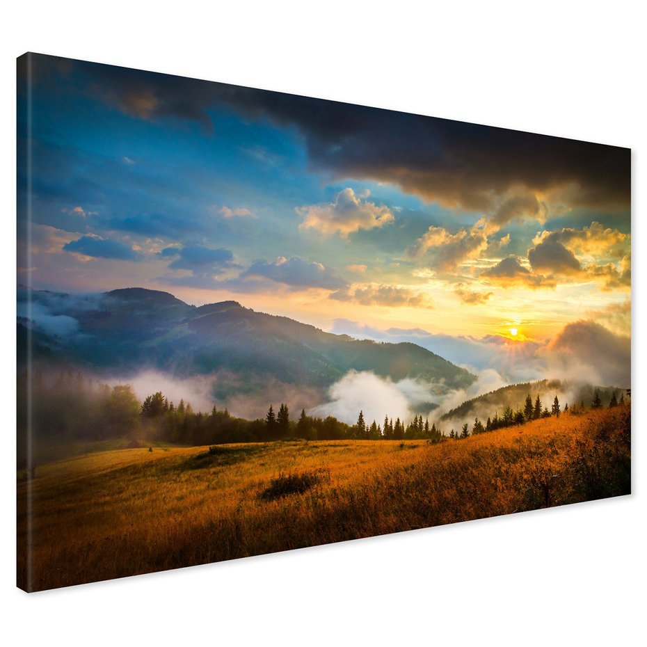 Obraz na płótnie - krajobraz, góry, zachód słońca