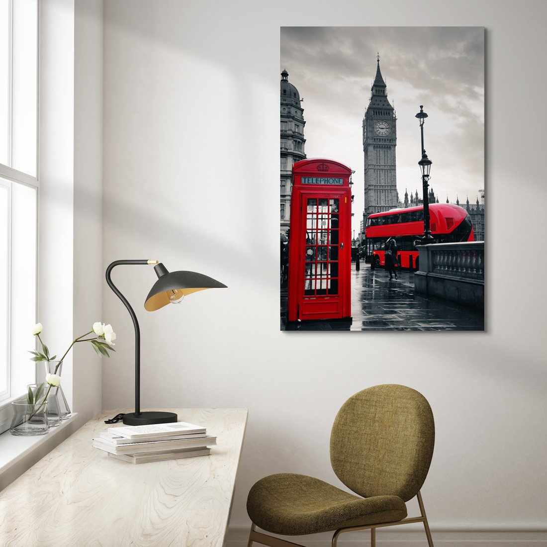 Obraz na płótnie - Londyn, autobus, budka telefoniczna