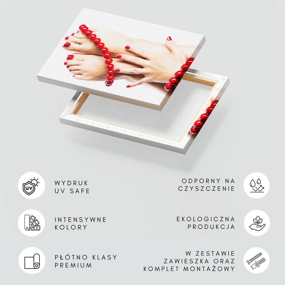 Obraz na płótnie - manicure, pedicure, czerwony