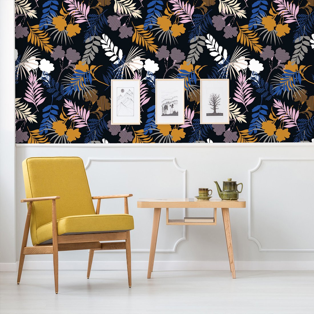 Tapeta - liście, kwiaty, tło