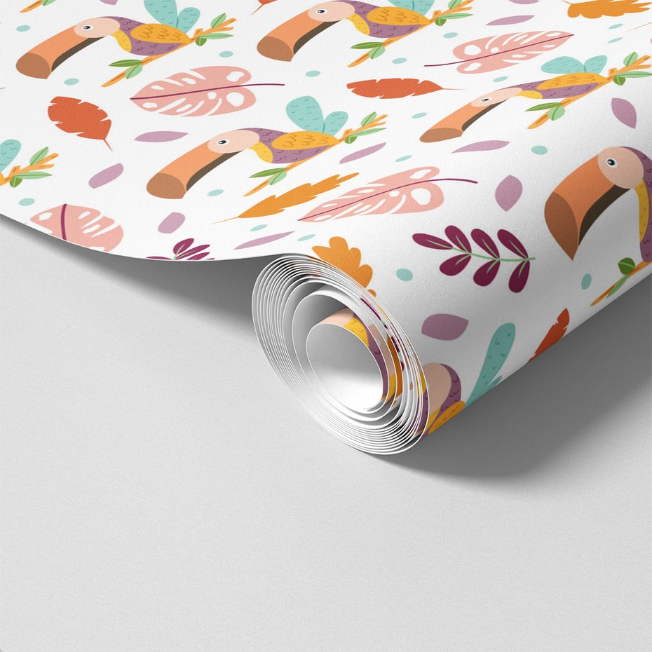 Tapeta - dziecięca, tukany, liście, gałąź