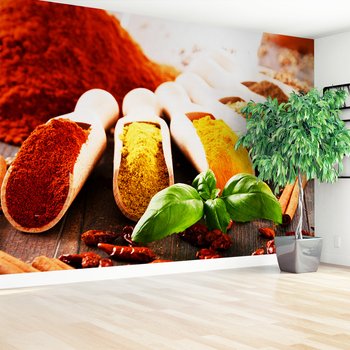 Fototapeta - przyprawy, zioła, drewno