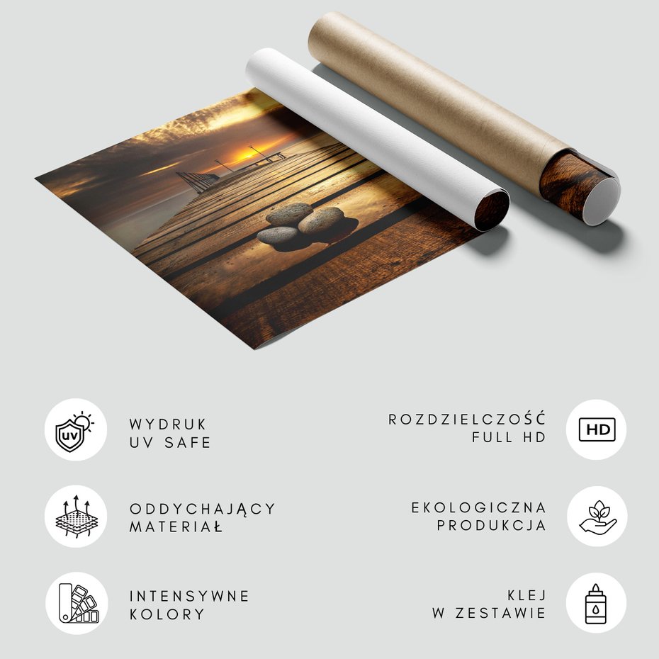 Fototapeta - morze, zachód słońca, pomost