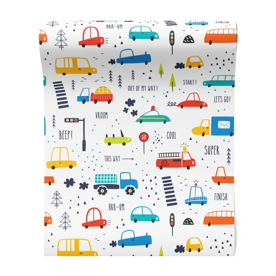 Tapeta - dziecięca, auta, pojazdy,