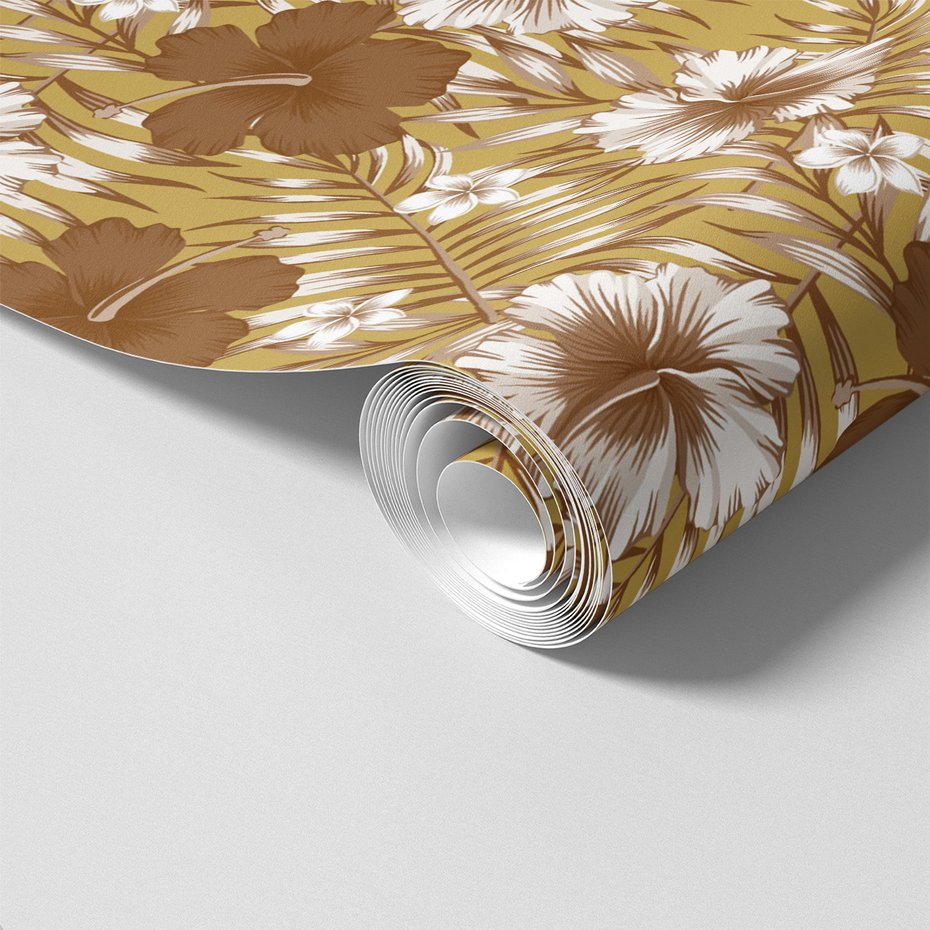 Tapeta - kwiaty, liście, hibiskus