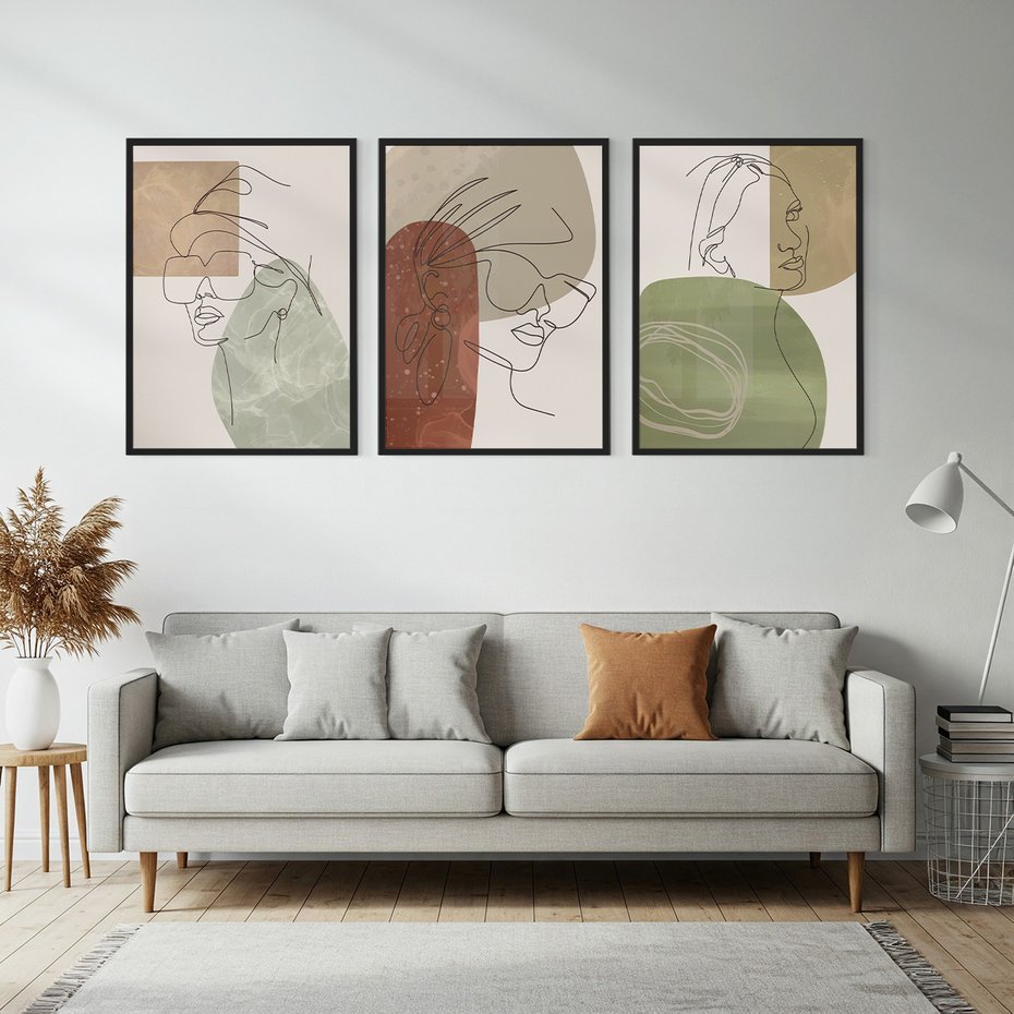 Zestaw obrazy w ramie, plakaty - portret, kobieta, abstrakcja - rama czarna
