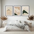 Zestaw obrazy w ramie, plakaty - góry, abstrakcja, złoto - rama czarna