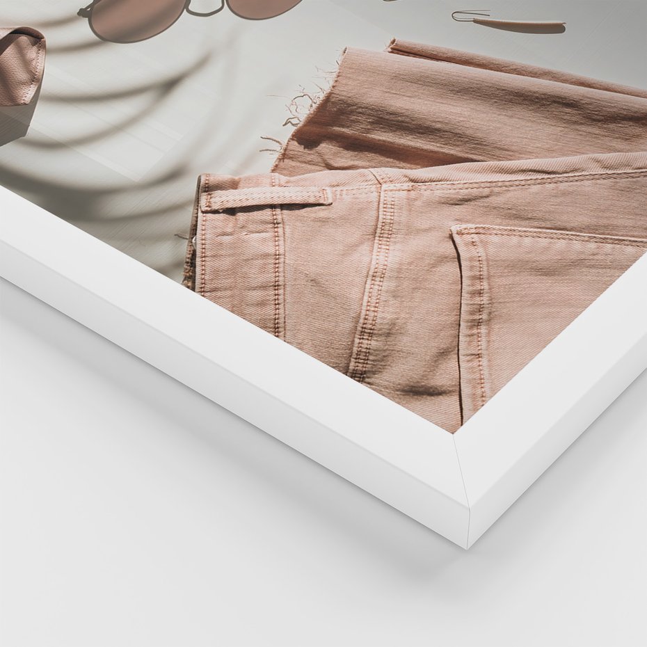 Zestaw obrazy w ramie, plakaty - kwiaty, kawa, akcesoria - rama biała