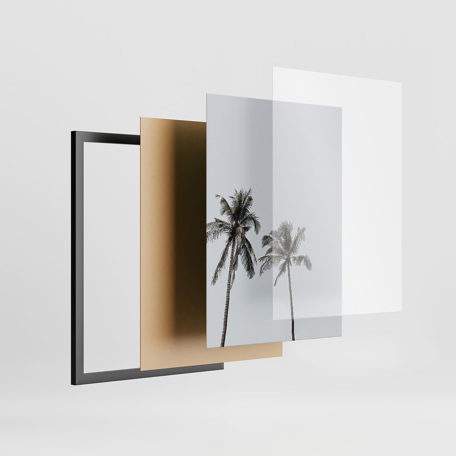 Zestaw obrazy w ramie, plakaty - palmy, morze, relax - rama czarna
