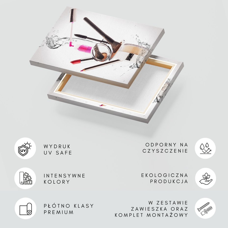 Obraz na płótnie - makijaż, kosmetyki, woda