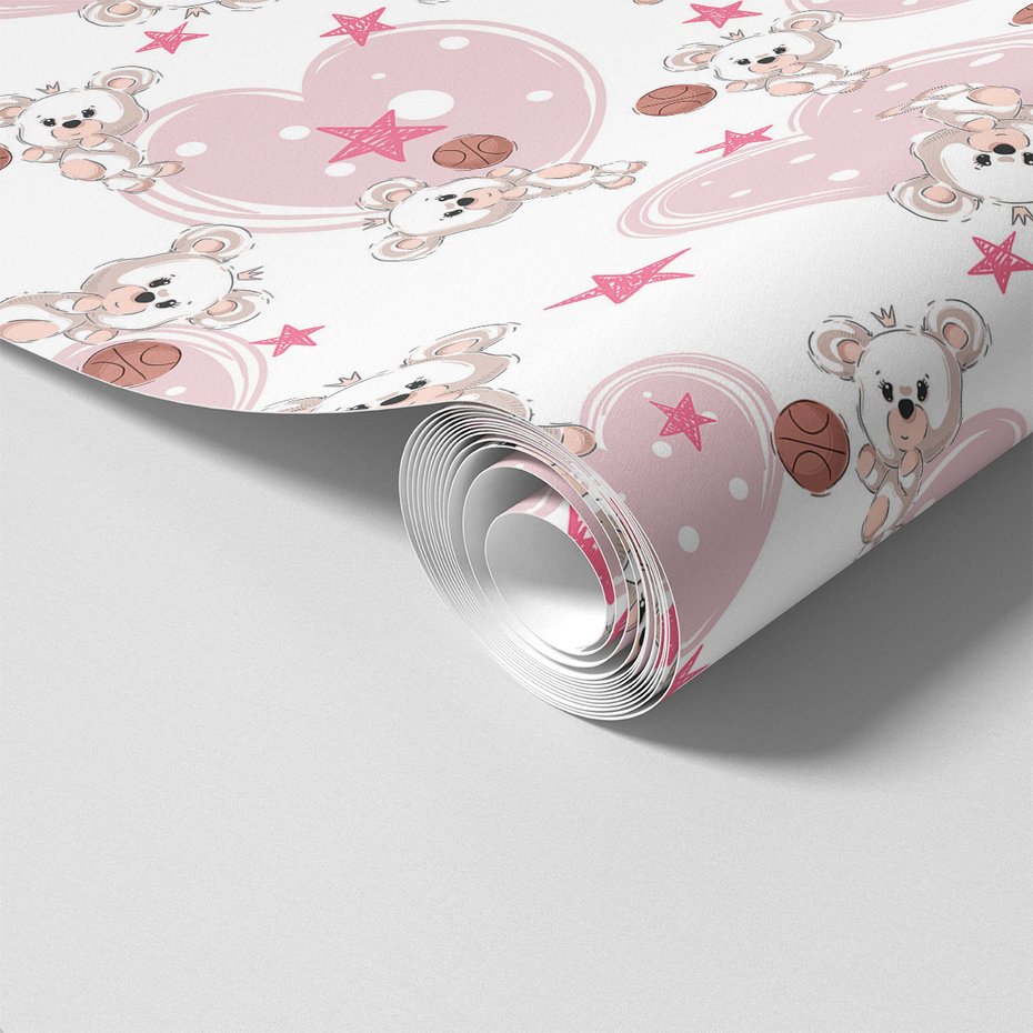 Tapeta - dziecięca, miś, piłka, gwiazda