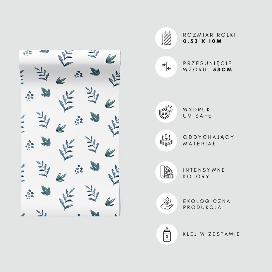 Tapeta - liście, gałązki, kropki