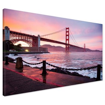 Obraz na płótnie - most, woda, zachód słońca